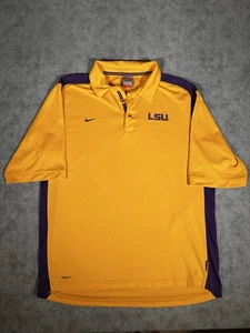 Vintage LSU Nike Team Poloshirt Dri-Fit Herren Poloshirt MEDIUM Gold Golfshirt - Bild 1 von 5