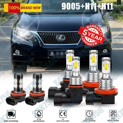 For Lexus RX350 2010-2015 - 6x 6000K LED Headlight High Low Beam Fog Light Kit - Imagem 1 de 4