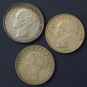 3 Different Varieties Nice Grade British India Victoria Silver Rupee 1840 SR9L1 - Picture 1 of 10