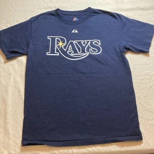 Tampa Bay Rays Evan Longoria MLB Baseball Majestic T-Shirt Jersey Youth L - Picture 1 of 3