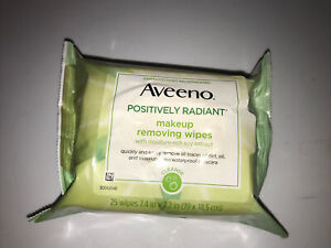 Aveeno Positively Radiant Oil-Free Makeup Removing Cleanse Wipe 25 Wipes