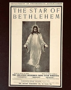 1904 La Estrella de Belén Anuncio Jesús Música Religiosa Impresión De Colección AD - Imagen 1 de 1