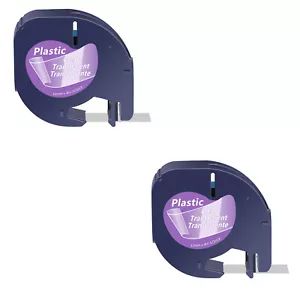 2PK Compatible para DYMO 16952 Cinta Plástica Plus LT100T LT100H Negro sobre Transparente - Imagen 1 de 12