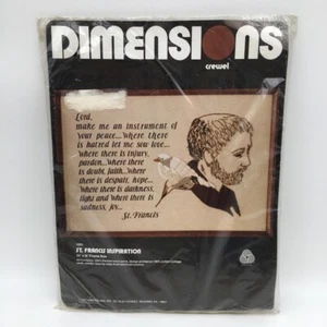 Dimensions Vintage Crewel Embroidery Kit St Francis Prayer #1001 1977 - Picture 1 of 7