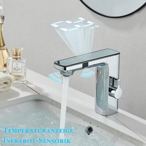 Infrarot Sensor Waschtischarmatur Wasserhahn Bad Waschbecken Mischbatterie Chrom - Picture 1 of 13