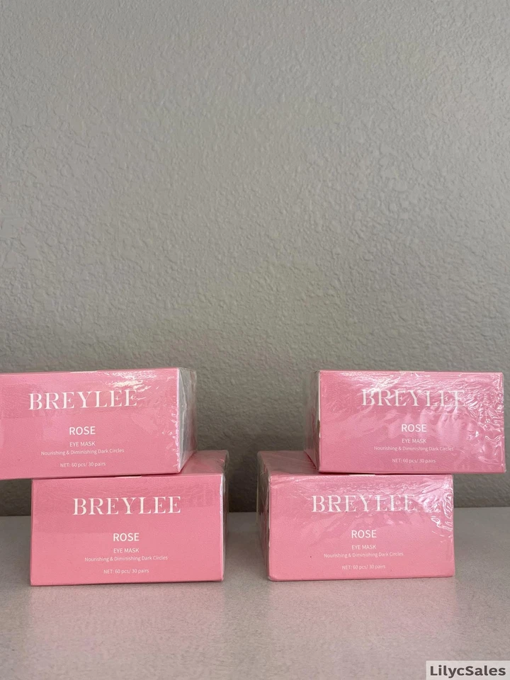 BREYLEE Pink Rose Eye Mask 60pcs - Puffy Eyes/Dark Circles Lot of 4 - Image 1 of 1