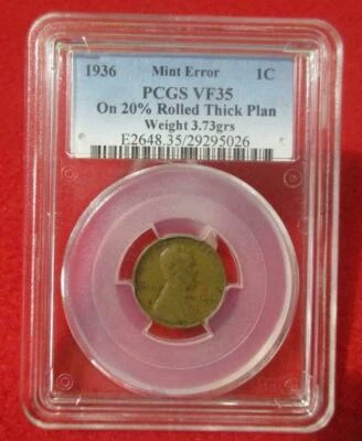 1936 PCGS VF35 Thick Planchet ✅ Pattern? Foreign? Error? 💜 Lincoln Wheat Cent ✅ - Image 1 of 4
