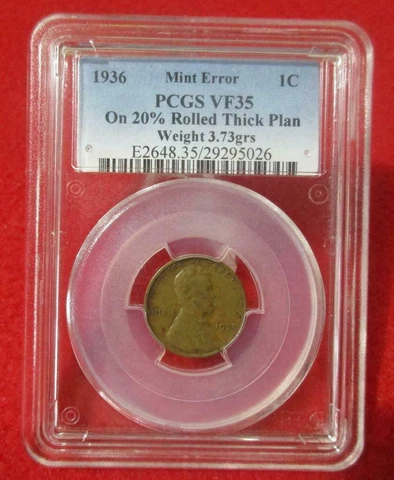 1936 PCGS VF35 Thick Planchet ✅ Error or Pattern 💜 Lincoln Wheat Cent ✅ Rare 1C Cover