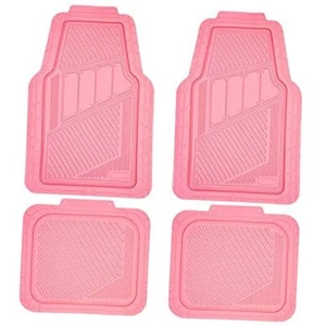 Heavy Duty Rubber Floor Mats 4-Piece Pink Car Mats Full Set - All Pink - Picture 1 of 7
