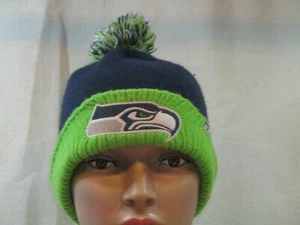 '47 Brand SEATTLE SEAHAWKS Warm Winter NFL FOOTBALL BEANIE Pom Ski Hat Cap Youth - Picture 1 of 5