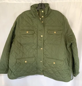 J Crew Heritage Quilted Barn Jacket Womens Primaloft Puffer Utility Green XXL - Picture 1 of 7