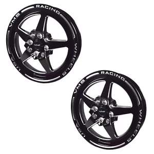 2X Black Star Drag Racing Skinny Rims Wheels 15x3.5” 5X100 5X114.3 ET10 HUB 73.1 - Foto 1 di 3