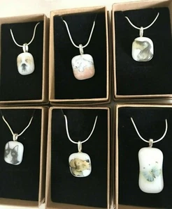 Handmade Fused Glass Dog/Cat/Butterfly necklaces - Picture 1 of 19