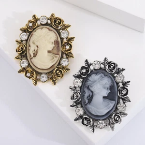 vintage court beauty's head rhinestone flower brooch versatile pin - Picture 1 of 11