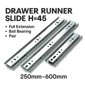 Full Extension Drawer Runners H45 Self Close Push to Open Standard Ball Bearing - Picture 1 of 6