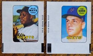 1969 TOPPS WILLIE MAYS & TOM SEAVER DECALS BASEBALL CARDS  READ DESC  *YCC*