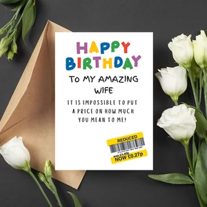 Birthday Card For Wife, Reduced Sticker, Funny Birthday Card For Wife - Picture 1 of 5