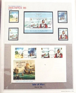 AMERIPEX '86 Isle of Man - Mint Stamps & FDC in Mounts to Page w/ Outer Sleeve - Picture 1 of 1