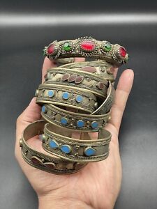 Belly Dance Afghan Jewelry Sari Hot Antique Vintage Golden Bracelet Bangle Cuff