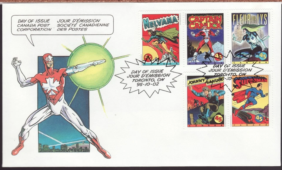 1995 / #1579 to #1583 / OFDC - Canadian Comic Book SuperHeros, Superman etc... - Image 1 of 1
