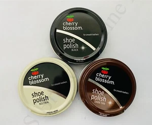 2 X 50g CHERRY BLOSSOM SHOE POLISH BLACK, DARK TAN, NEUTRAL 50ML - Picture 1 of 7