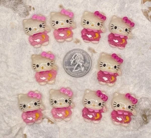 10pcs x 1 1/8" Resin Kitty Flatback Embellishment/Hello w/Fish for Bows SB424 - Picture 1 of 4