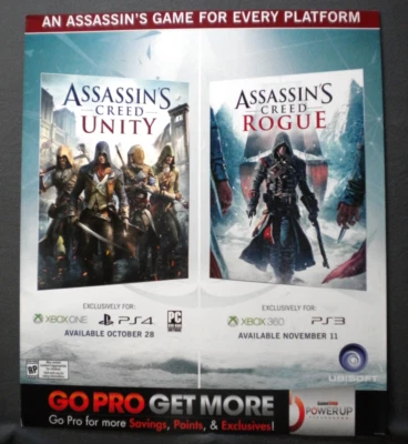 Assassins Creed Unity Rogue Game Store Promotional Promo Display Poster Sign - Image 1 of 4