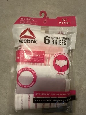 Paquete de 6 calzoncillos REEBOK ropa interior cómoda de algodón elástico para niñas pequeñas talla 2T/3T Foto 1 de 2