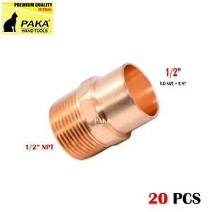 1/2" C x 1/2" Male NPT Threaded Copper Adapters ( 20 PCS ) - Picture 1 of 2