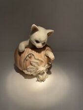 Vintage Lenox Cat in Jack-O-Lantern Figurine
