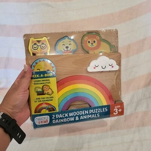 Chuckle & Roar Rainbow & Animals Wooden Kids' Puzzle Set - 2pk - Picture 1 of 4