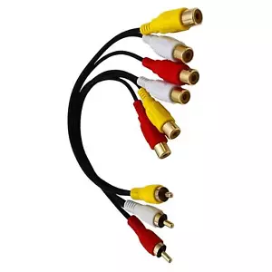 3 RCA Male Jack to 6 RCA Female Plug Splitter Audio Video Av Adapter Cable - Picture 1 of 4