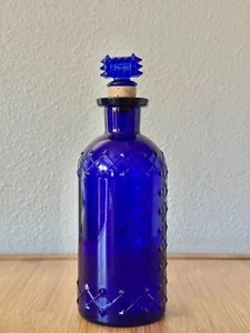 Antike kobaltblaue Giftflasche mit gestepptem Gitterdetail von H.B. Co / Antiq - Bild 1 von 6