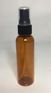 60ml PET Plastic Amber Boston Bottle & Black Atomiser Spray *ANY AMOUNT* - Picture 1 of 1