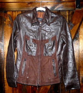 Franco Favori Suede Leather Jacket Styled in Italy Studded 2 Tone Brown Size 12 - Picture 1 of 10