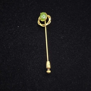 Vintage 1/20 12k Gold gefüllt Stick Pin signiert Kunst grüner Stein - Bild 1 von 5