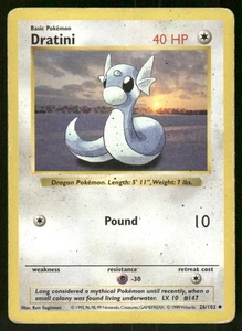 Pokemon Tcg Dratini [Shadowless] #26 Pokemon Base Set MP - Picture 1 of 2