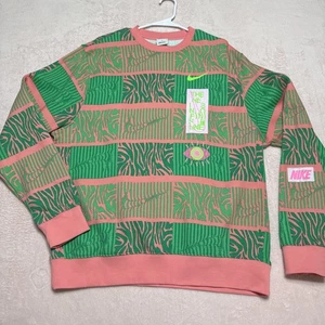 Neu ohne Etikett Large Nike Club Fleece Trippy Safari Sweatshirt für Herren FN1469-611 Rundhalsausschnitt - Bild 1 von 9