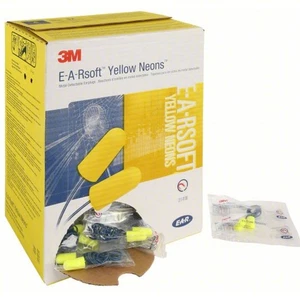 3M Earplugs EARsoft Yellow Neon 200 Pairs Yellow 311-4106 Metal Detectable 32dB - Picture 1 of 6