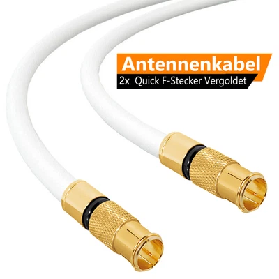 Antennenkabel 135dB TV SAT Quick Stecker Router Internet UHD Anschlusskabel Weiß - Bild 1 von 4