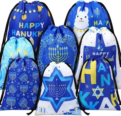 Bolsas con cordón de 12 piezas Hanukkah - Bolsas envolventes de regalo de Janucá para fiesta de festival Nig Foto 1 de 4