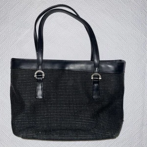 Vintage Liz Claiborne Woven Purse Black Top Handle Structured Mini Bag 90s Style - Bild 1 von 9