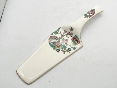 SERVIDOR CORTADOR DE REBANADAS DE PASTEL DE MADERA DE CUÑA BONE CHINA DE COLECCIÓN Foto 1 de 4