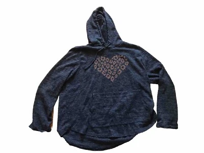 Sudadera con Capucha Amana Mujer Estrás Corazón Negra Manga Larga Bolsillos Talla 2X Elastizada Foto 1 de 4