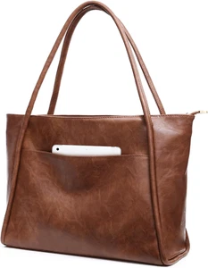 Large Tote Bag for Women Work with Zipper 16L Vegan Leather Ladies Travel Purses - Picture 1 of 12