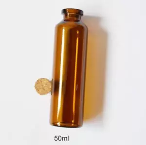 5pz 50ml nuovi buoni barattoli vetro marrone visibile e tappi AS bottiglie augurali - Foto 1 di 3