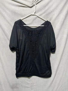 KOMILI black Floral Embroidered crew neck pullover Size-2xL - Picture 1 of 9