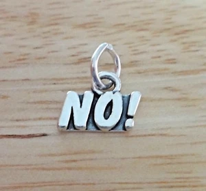 Sterling Silver Small 9x12mm says No! Charm - Picture 1 of 2