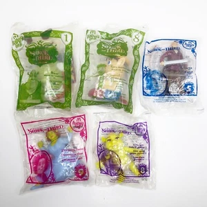 Shrek The Third McDonalds Happy Meal Toys Figures Lot of 5 NOS Sealed Packs - Picture 1 of 1