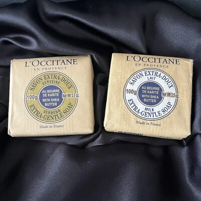 L’Occitane Extra Gentle Soaps W/Shea Butter 1 Verbena 1 Milk 3.5oz Each Lot Of 2 - Image 1 of 4
